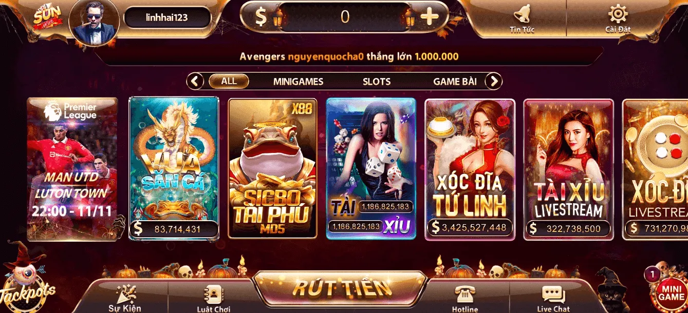 Các sản phẩm giải trí cá cược có tại cổng game Sunwin