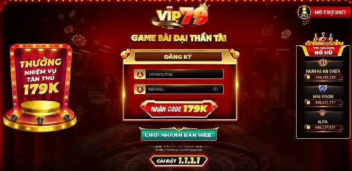 Hướng dẫn truy cập tham gia chơi tại cổng game Vip79